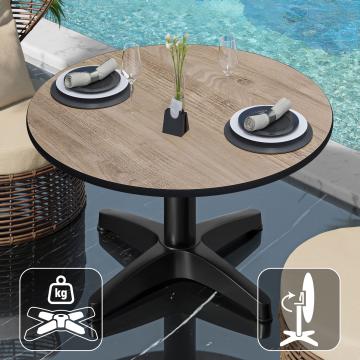 CPBL | Kompakt lounge bord | Ø:H 70 x 42 cm | Ek / Aluminium | Hopfällbar | Ytterligare vikt