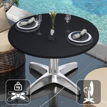 CPBL | Kompakt lounge bord | Ø:H 60 x 42 cm | Svart / Aluminium | Hopfällbar | Ytterligare vikt