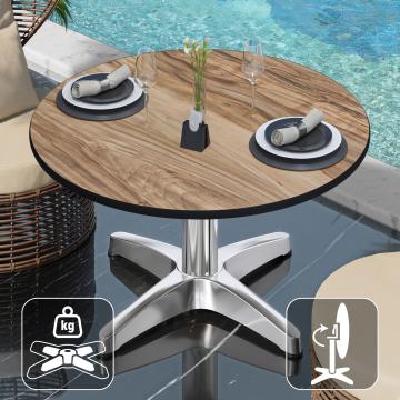 CPBL | Compact Lounge Table | Ø:H 60 x 42 cm | Sheesham / Aluminium | Składany | Dodatkowa waga