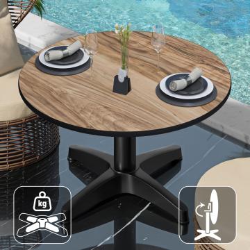 CPBL | Compact Lounge Table | Ø:H 70 x 42 cm | Sheesham / Aluminium | Składany | Dodatkowa waga