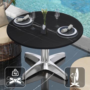 CPBL | Kompakt lounge bord | Ø:H 60 x 42 cm | Svart-Marmor / Aluminium | Hopfällbar | Ytterligare vikt