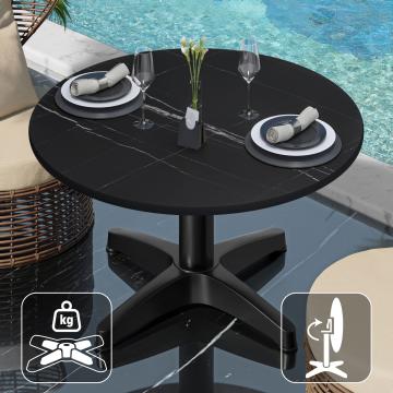 CPBL | Compact Lounge Table | Ø:H 60 x 42 cm | Black marble
 / Black aluminium | Foldable | Additional weight