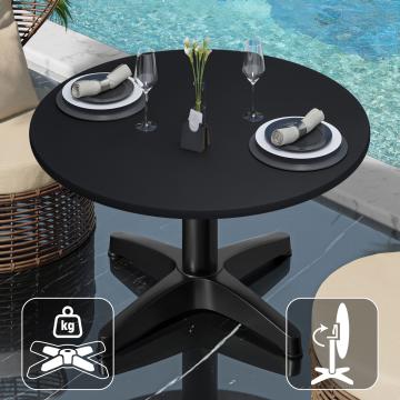 CPBL | Kompakt lounge bord | Ø:H 70 x 42 cm | Svart / Aluminium | Hopfällbar | Ytterligare vikt