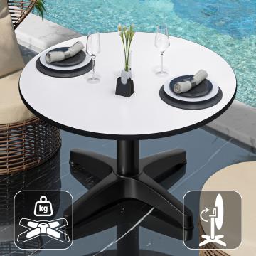 CPBL | Kompakt lounge bord | Ø:H 70 x 42 cm | Vit / Aluminium Svart | Hopfällbar | Ytterligare vikt