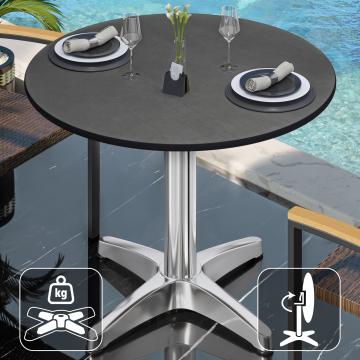 CPBL | HPL bistro table | Ø:H 60 x 78 cm | Anthracite / aluminium | Foldable + additional weight | Round