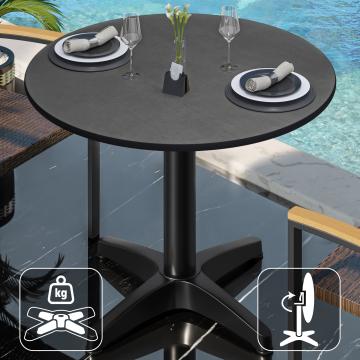 CPBL | HPL bistro table | Ø:H 70 x 78 cm | Anthracite / Aluminium black | Foldable + additional weight | Round