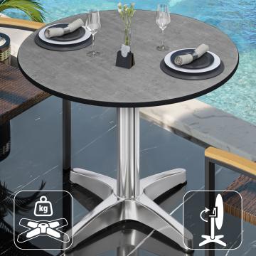 CPBL | HPL Bistro Tisch | Ø:H 60 x 78 cm | Beton / Aluminium | Klappbar + Zusatzgewicht | Rund