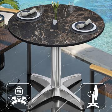 CPBL | HPL bistro table | Ø:H 60 x 78 cm | Cappuccino marble / aluminium | Foldable + additional weight | Round