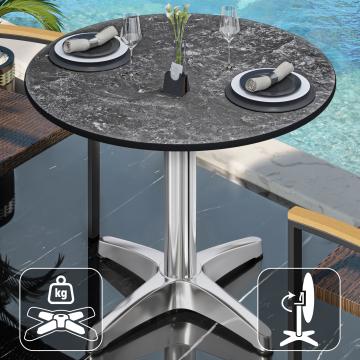 CPBL | HPL bistro table | Ø:H 70 x 78 cm | Rocks / Aluminium | Foldable + additional weight | Round
