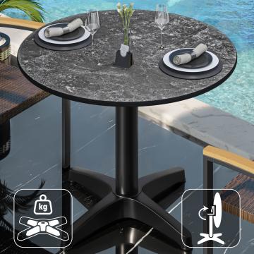 CPBL | HPL bistro table | Ø:H 60 x 78 cm | Rocks / Aluminium | Foldable + additional weight | Round