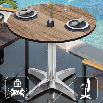 CPBL | HPL bistro table | Ø:H 60 x 78 cm | Sheesham / Aluminium | Foldable + additional weight | Round