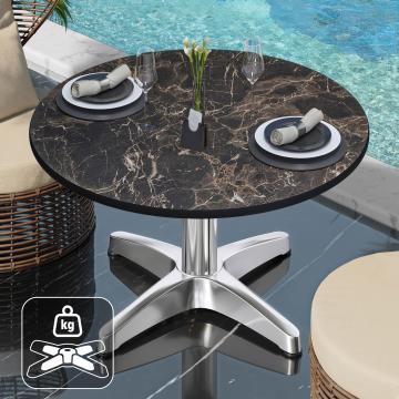 CPBL | Kompakt lounge bord | Ø:H 70 x 42 cm | Cappuccino-Marmor / Aluminium | Ytterligare vikt