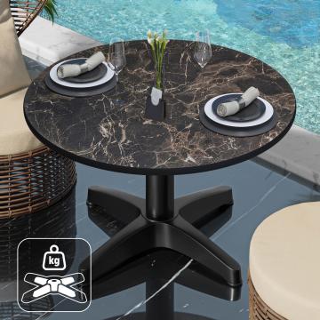CPBL | Compact Lounge Table | Ø:H 60 x 42 cm | Cappuccino-Marmor / Black aluminium | Additional weight