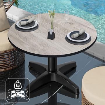 CPBL | Compact Lounge Table | Ø:H 60 x 42 cm | Oak White
 / Black aluminium | Additional weight