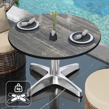 CPBL | Compacte Loungetafel | Ø:H 60 x 42 cm | Rustiek grenen / Aluminium | Extra gewicht