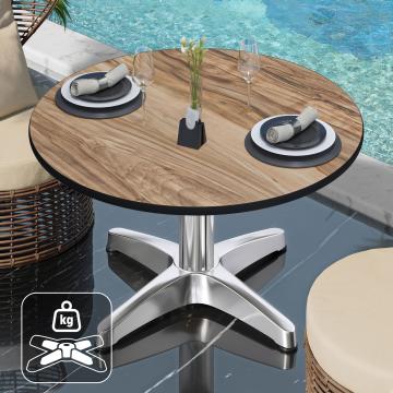 CPBL | Compact Lounge Table | Ø:H 70 x 42 cm | Sheesham / Alluminio | Peso aggiuntivo