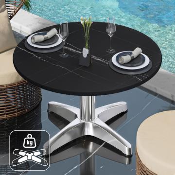 CPBL | Compact Lounge Table | Ø:H 60 x 42 cm | Black marble
 / Aluminium | Additional weight
