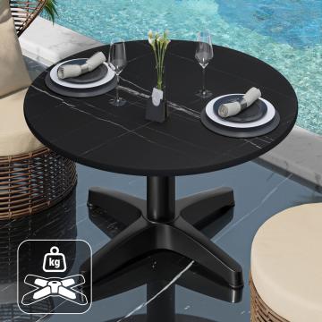CPBL | Compact Lounge Table | Ø:H 70 x 42 cm | Black marble
 / Black aluminium | Additional weight