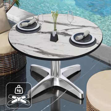 CPBL | Kompakt lounge bord | Ø:H 70 x 42 cm | Vit-Marmor / Aluminium | Ytterligare vikt