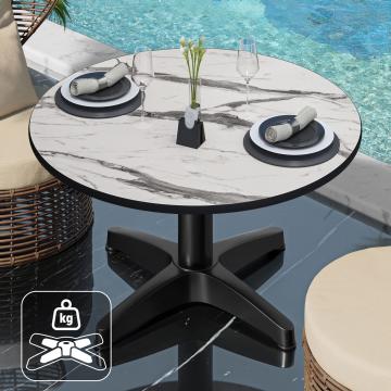 CPBL | Compacte Loungetafel | Ø:H 60 x 42 cm | Wit marmer / Aluminium Zwart | Extra gewicht