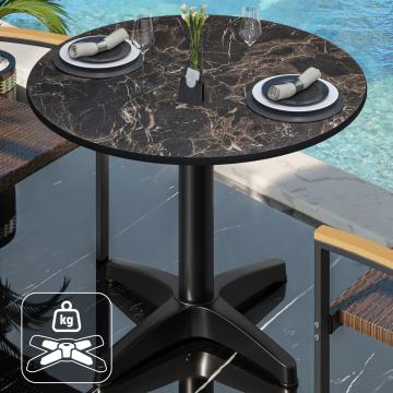 CPBL | HPL bistro table | Ø:H 70 x 78 cm | Cappuccino marble / aluminium black | Additional weight | Round