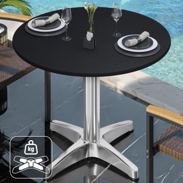 CPBL | HPL Bistro Tisch | Ø:H 70 x 78 cm | Schwarz / Aluminium | Zusatzgewicht | Rund