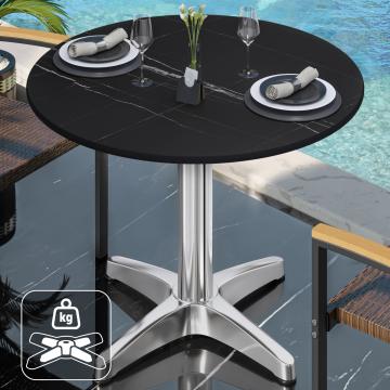 CPBL | HPL bistro table | Ø:H 60 x 78 cm | Black marble / aluminium | Additional weight | Round