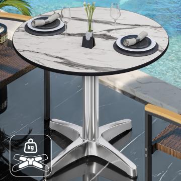 CPBL | HPL bistro table | Ø:H 60 x 78 cm | White marble / aluminium | Additional weight | Round
