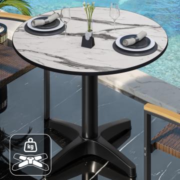 CPBL | HPL bistro table | Ø:H 60 x 78 cm | White marble / aluminium black | Additional weight | Round