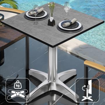 CPBL | HPL Bistro Tisch | B:T:H 70 x 70 x 78 cm | Beton / Aluminium | Klappbar + Zusatzgewicht | Quadratisch