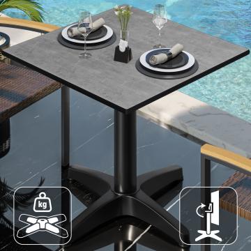 CPBL | HPL Bistro Tisch | B:T:H 70 x 70 x 78 cm | Beton / Aluminium Schwarz | Klappbar + Zusatzgewicht | Quadratisch