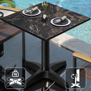 CPBL | HPL bistro table | W:D:H 60 x 60 x 78 cm | Cappuccino marble / aluminium black | Foldable + additional weight | Square