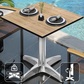 CPBL | HPL bistro table | W:D:H 60 x 60 x 78 cm | Oak / Aluminium | Foldable + additional weight | Square