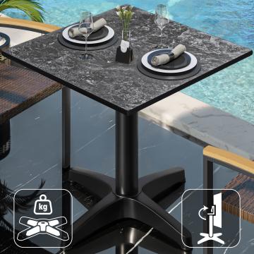 CPBL | HPL bistro table | W:D:H 60 x 60 x 78 cm | Rocks / Aluminium | Foldable + additional weight | Square
