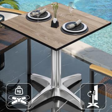 CPBL | HPL bistro table | W:D:H 60 x 60 x 78 cm | Oak / Aluminium | Foldable + additional weight | Square
