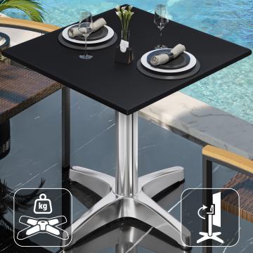 CPBL | HPL bistro table | W:D:H 60 x 60 x 78 cm | Black / Aluminium | Foldable + additional weight | Square