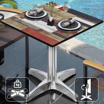 CPBL | HPL bistro table | W:D:H 70 x 70 x 78 cm | Vintage coloured / aluminium | Foldable + additional weight | Square