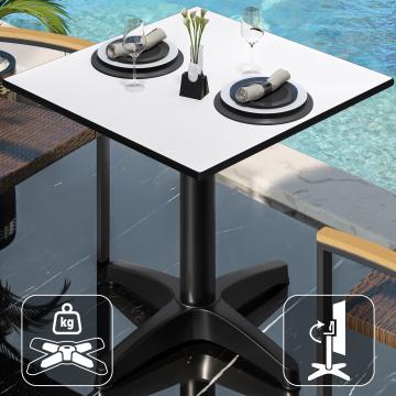 CPBL | HPL bistro table | W:D:H 60 x 60 x 78 cm | White / Aluminium Black | Foldable + additional weight | Square