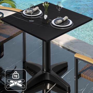 CPBL | HPL bistro table | W:D:H 70 x 70 x 78 cm | Black marble / Aluminium black | Additional weight | Square
