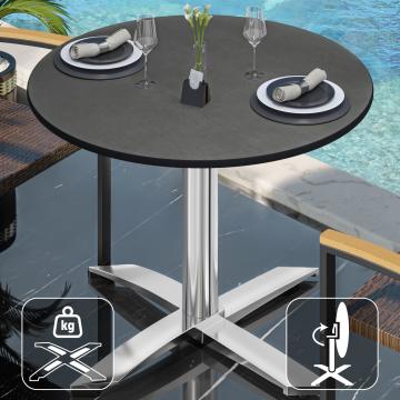 CPTG | Bistro Tisch | Ø:H 60 x 75 cm | Anthrazit / Aluminium | Klappbar/ Zusatzgewicht