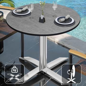 CPTG | Bistro Table | Ø:H 70 x 75 cm | Concrete / Aluminium | Foldable/ Additional Weight