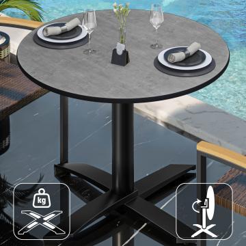 CPTG | Bistro Table | Ø:H 60 x 75 cm | Concrete / Aluminium Black | Foldable/ Additional Weight