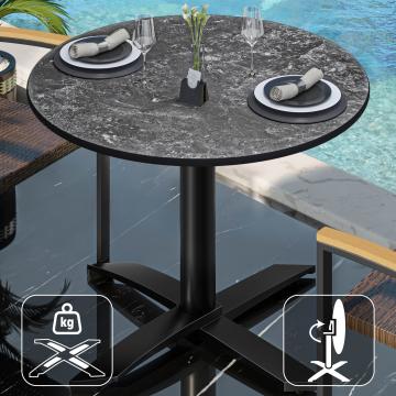 CPTG | Bistro Table | Ø:H 70 x 75 cm | Rock / Aluminium Black | Foldable/ Additional Weight