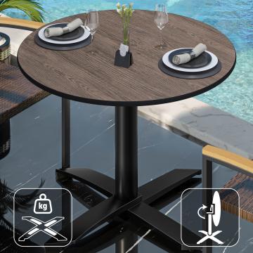 CPTG | Bistro Table | Ø:H 60 x 75 cm | Light Wenge / Aluminium Black | Foldable/ Additional Weight