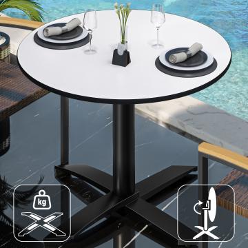 CPTG | Bistro Table | Ø:H 70 x 75 cm | White / Aluminium Black | Foldable/ Additional Weight
