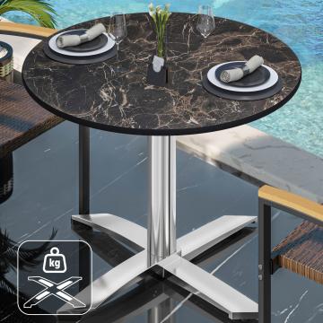 CPTG | Table Bistro | Ø:H 60 x 75 cm | Marbre cappuccino / Aluminium | Poids supplémentaire