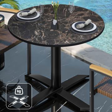 CPTG | Table Bistro | Ø:H 60 x 75 cm | Marbre Cappuccino / Aluminium Noir | Poids supplémentaire