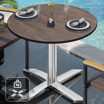 CPTG | Bistro Tisch | Ø:H 60 x 75 cm | Light Wenge / Aluminium | Zusatzgewicht