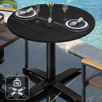 CPTG | Table Bistro | Ø:H 60 x 75 cm | Marbre noir / Aluminium noir | Poids supplémentaire