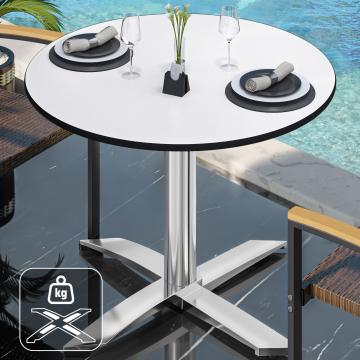 CPTG | Bistro Tisch | Ø:H 70 x 75 cm | Weiß / Aluminium | Zusatzgewicht